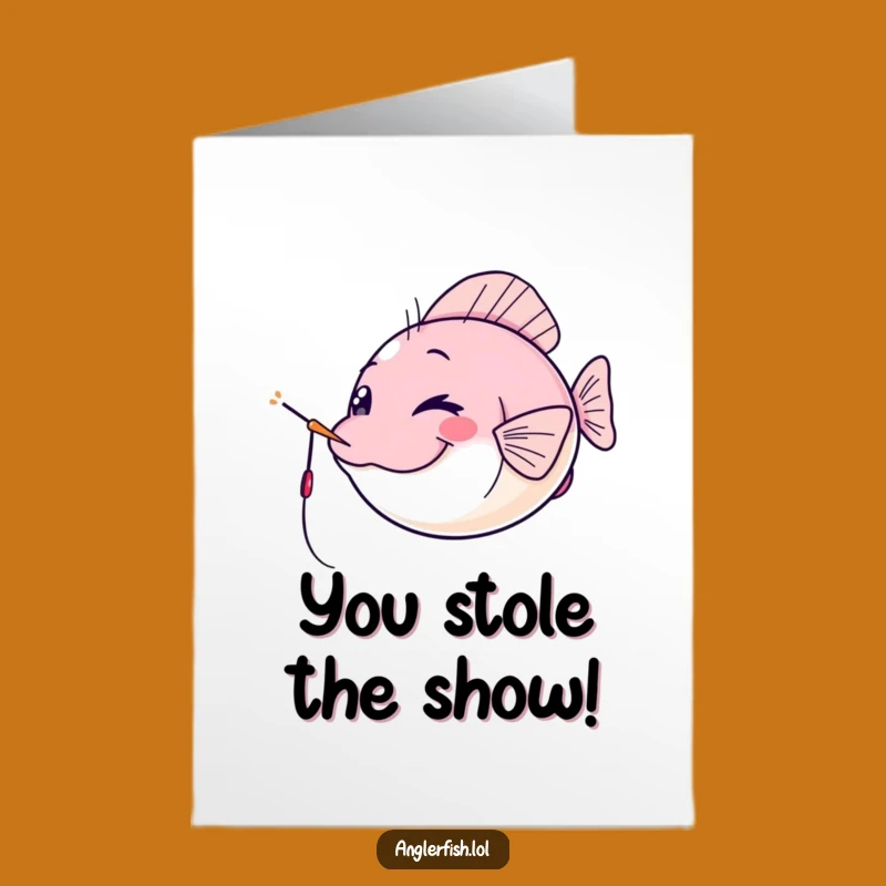 Free Printable Congrats Card: Cheeky Anglerfish Spotlight, Downloadable Celebration