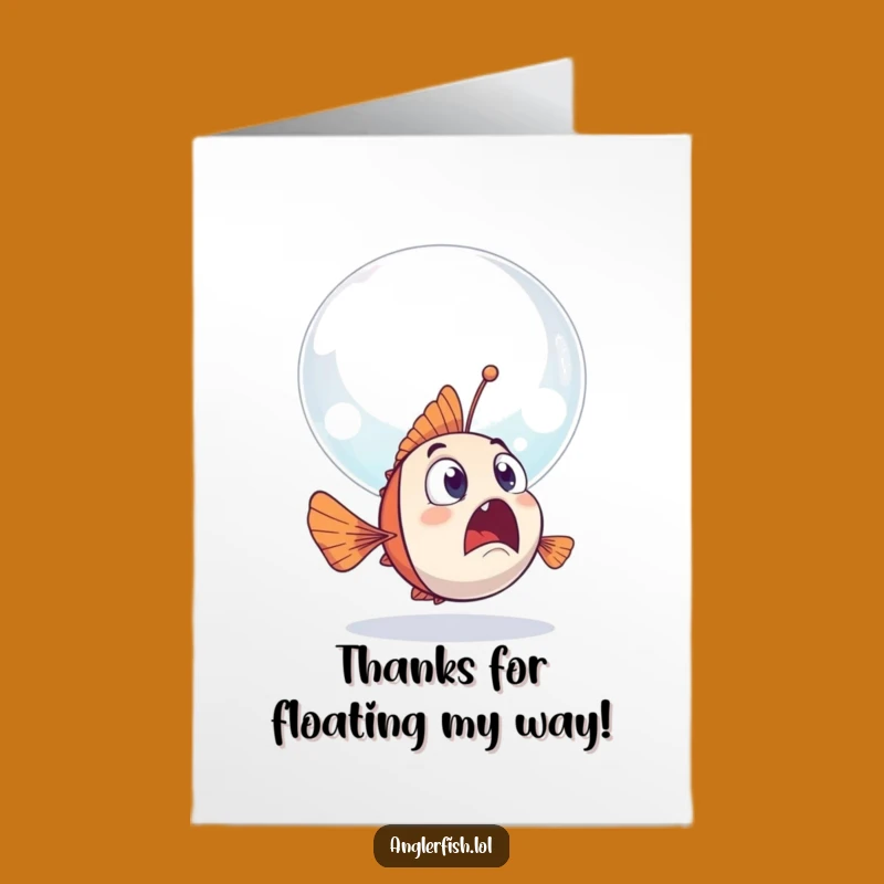 Free Printable Anglerfish Thank You Card: Bubble Surprise Humor Downloadable Gift