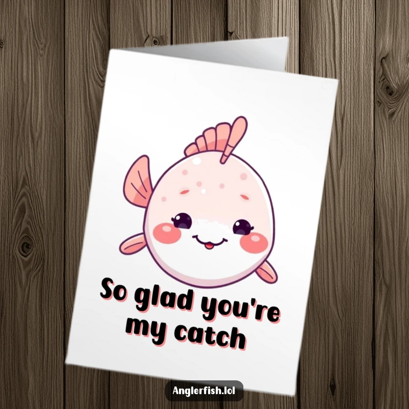 Funny Free Printable Thank You Card: A kawaii anglerfish with a shy smile from its deep-sea home, a sweet downloadable gift.