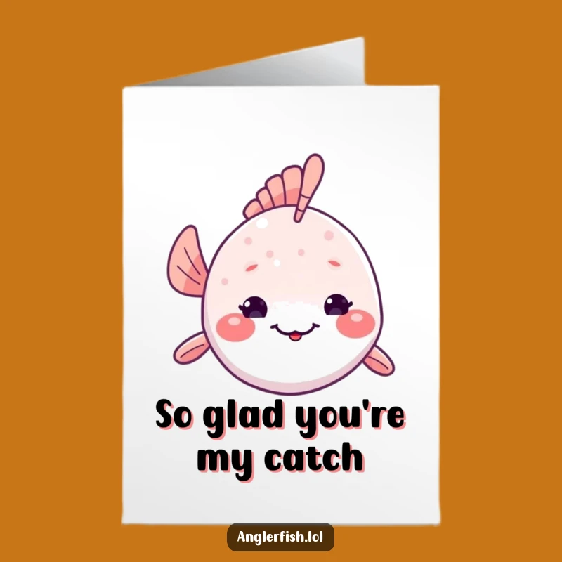 Free Printable Kawaii Anglerfish Thank You Card - Shy Smile Downloadable Gift