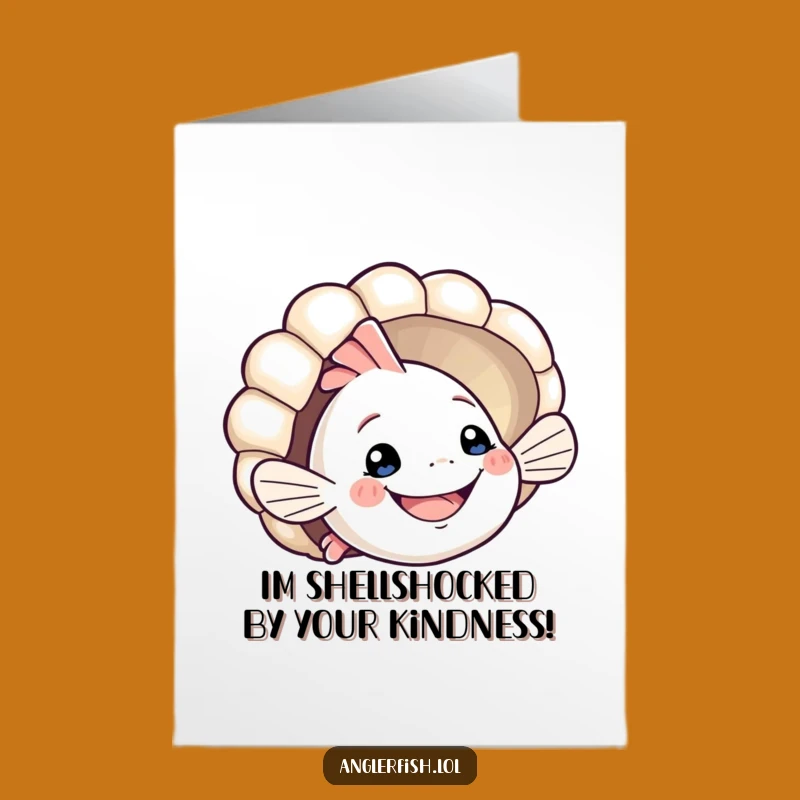 Free Printable Thank You Card: Peekaboo Anglerfish Shell Humor Downloadable Gift