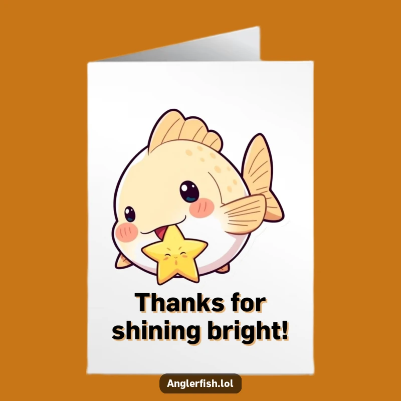 Kawaii Anglerfish Thank You Card: Free Printable Gratitude Gift with Star Power