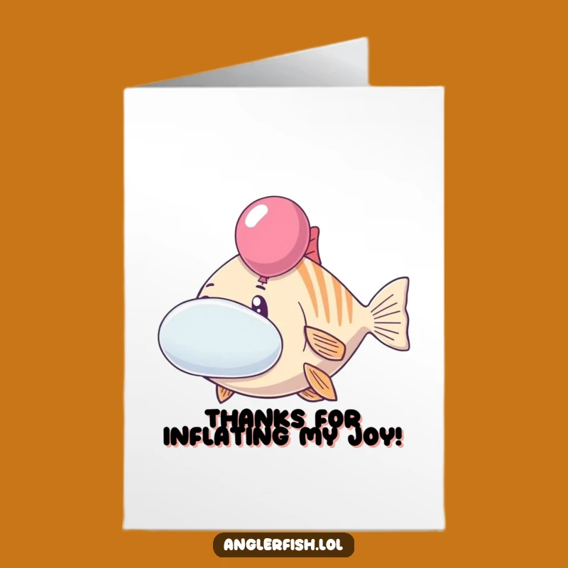 Free Printable Thank You Card: Cheerful Anglerfish Cheeks Funny Downloadable Gift
