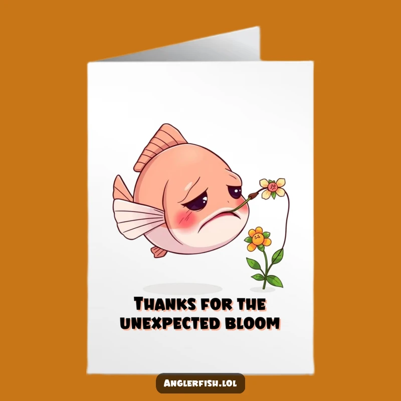 Free Printable Anglerfish Thank You Card: Funny Confused Flower Lure Downloadable Gift