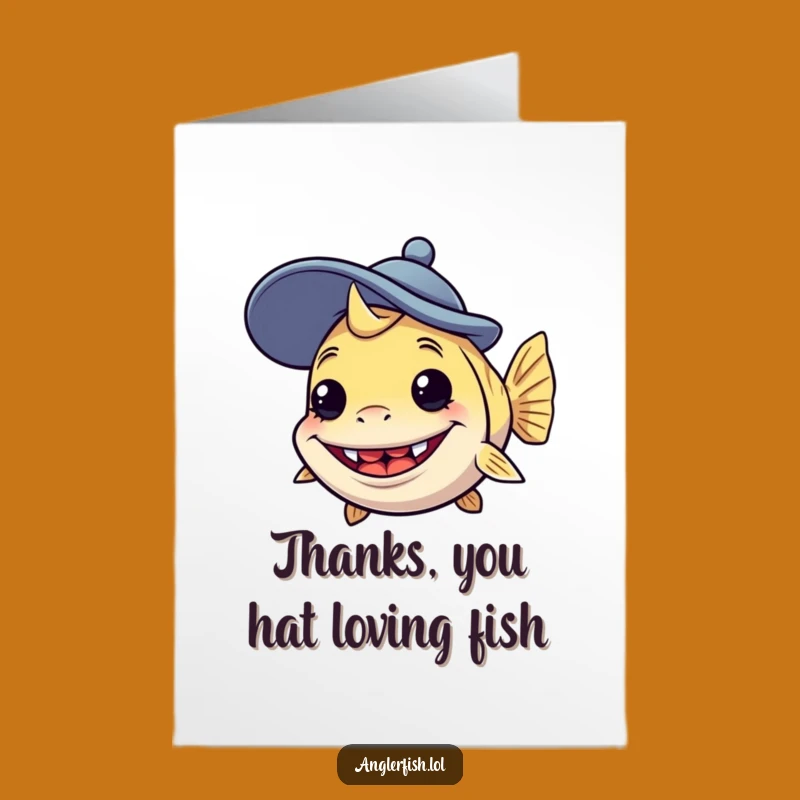 Free Printable Funny Anglerfish Thank You Card - Goofy Hat Gratitude Downloadable