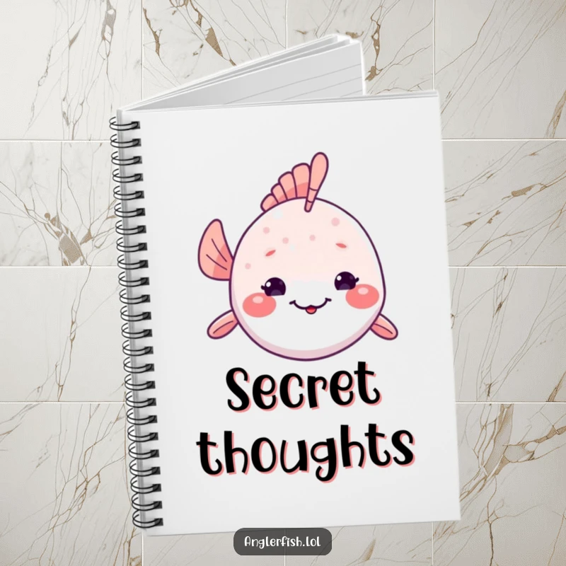 Funny Kawaii Anglerfish Notebook: Lined pages with a cute anglerfish on the cover, smiling shyly from its deep-sea home.