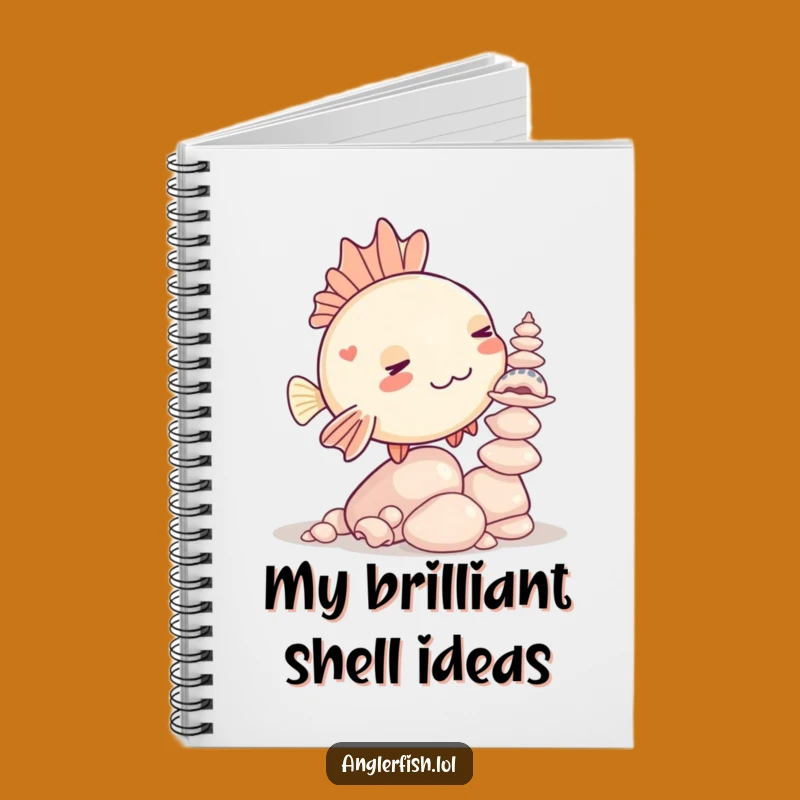 Funny Kawaii Anglerfish Seashell Balancing Notebook, Creative Humorous Journal Gift