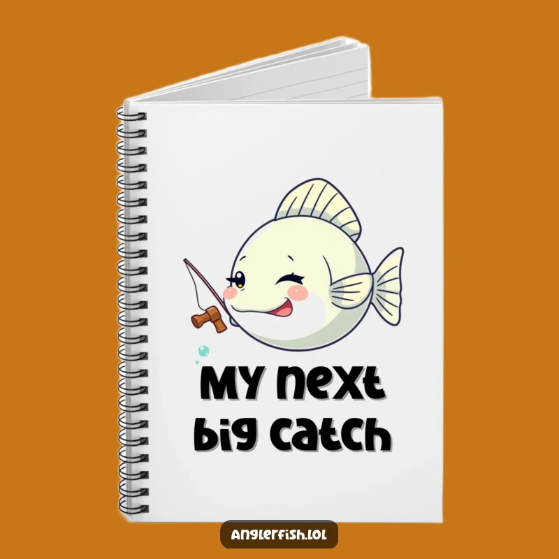 Funny Kawaii Anglerfish Winking Notebook, Creative Fisherman Journal Gift