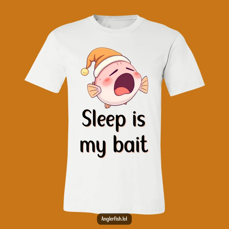 Funny Sleepy Anglerfish T-Shirt: Cute Yawning Character in a Nightcap Tee