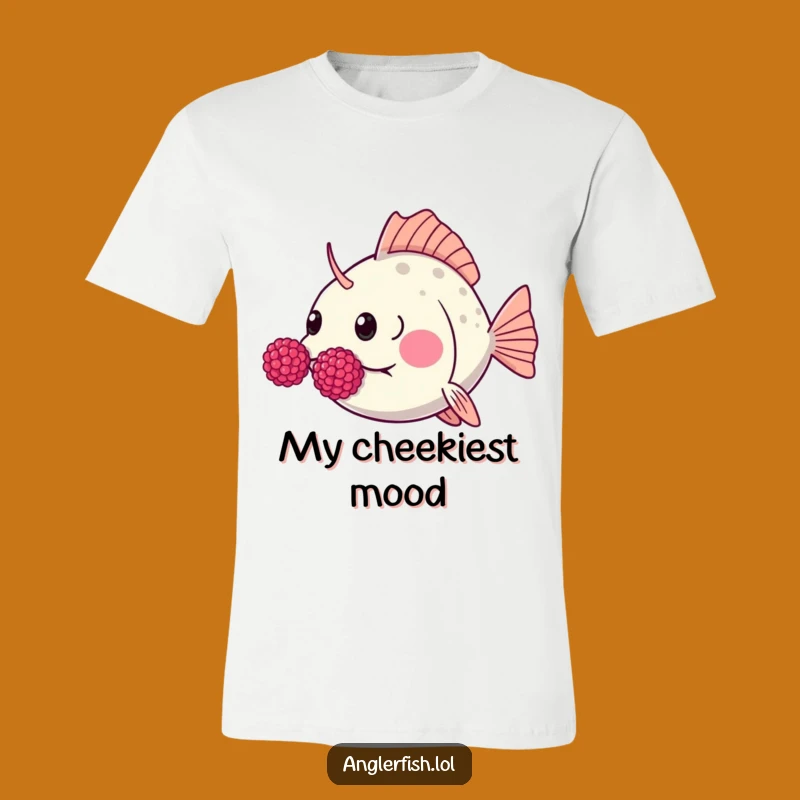Funny Kawaii Anglerfish Raspberry T-Shirt, Goofy Expression Humor Gift
