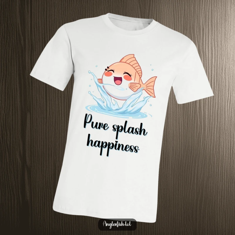 Funny tiny anglerfish t-shirt depicted splashing water with pure, unadulterated joy and delight.