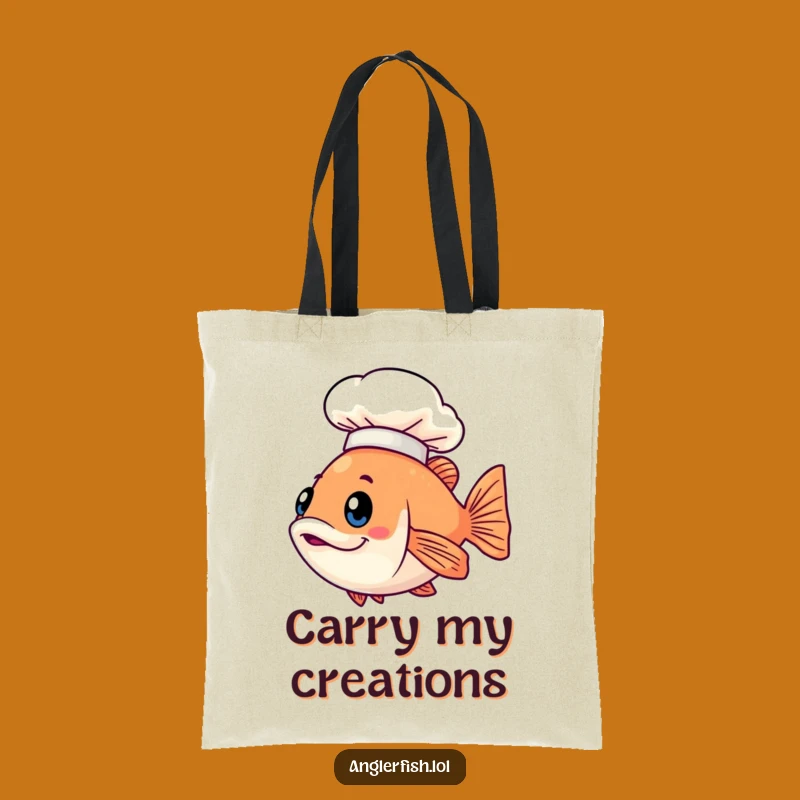 Funny Kawaii Anglerfish Chef Tote Bag, Carry Gourmet Style, Great Gift