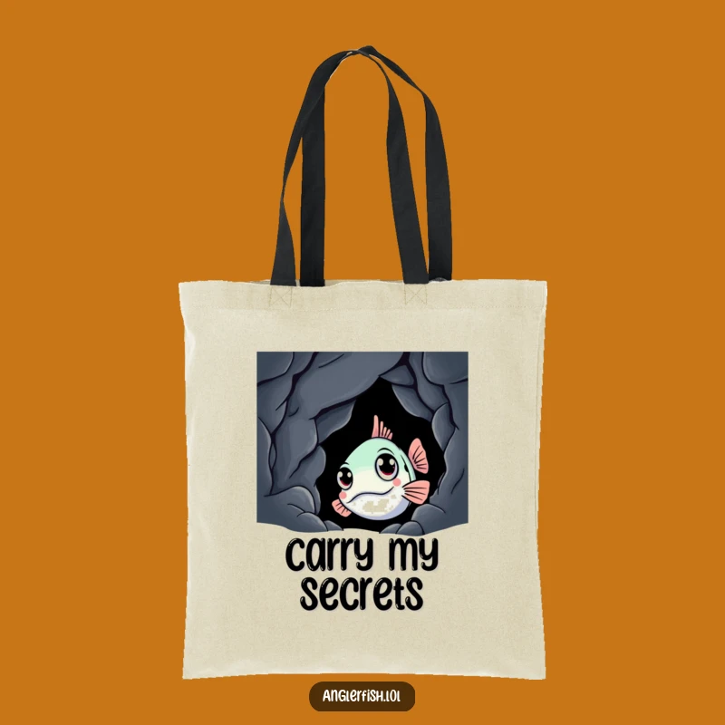 Funny Anglerfish Cave Peek Tote Bag: Durable Deep Sea Creature Carry-All - Great Funny Gift