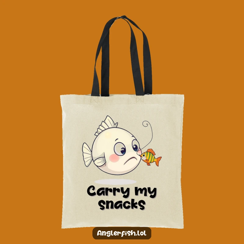 Funny Anglerfish Nibbled Lure Tote Bag: Surprised Deep Sea Carry-All - Practical Funny Gift