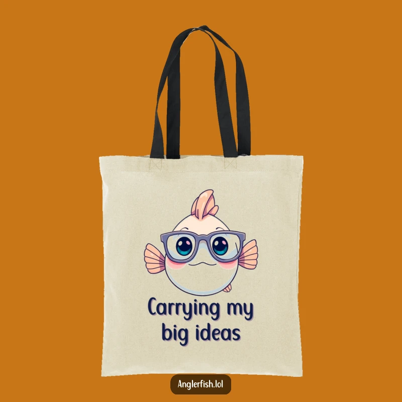 Stylish Funny Anglerfish Tote Bag - Chic Glasses, Practical Humorous Gift for Bookworms