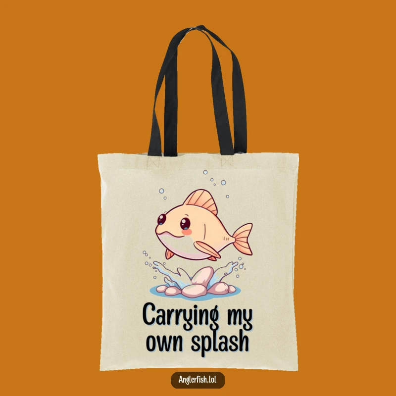 Funny Kawaii Anglerfish Splash Tote Bag: Cute Ocean Carry Gift