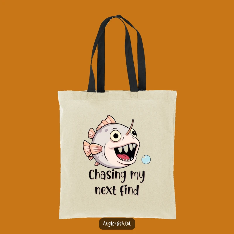 Funny Anglerfish Tote Bag: Bubble Chasing Fun, Joyful Design