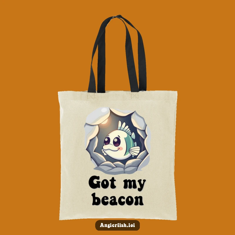 Funny Anglerfish Cave Tote Bag: Curious Light Design for Everyday Mystery