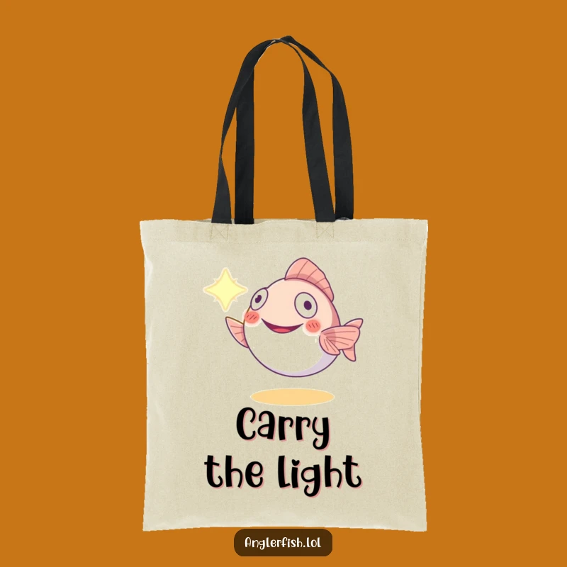 Funny Anglerfish Light Guide Tote Bag: Smiling Deep Sea Carry-All - Practical Funny Gift