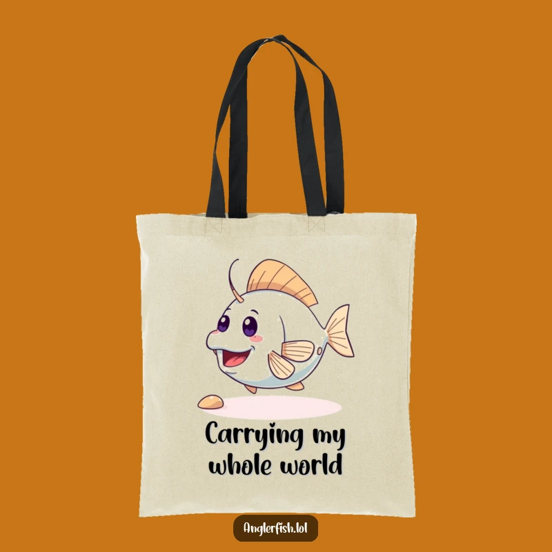 Funny Cute Anglerfish Tote Bag: Playful Tail Wiggle Design – Your New Favorite Funny Gift!