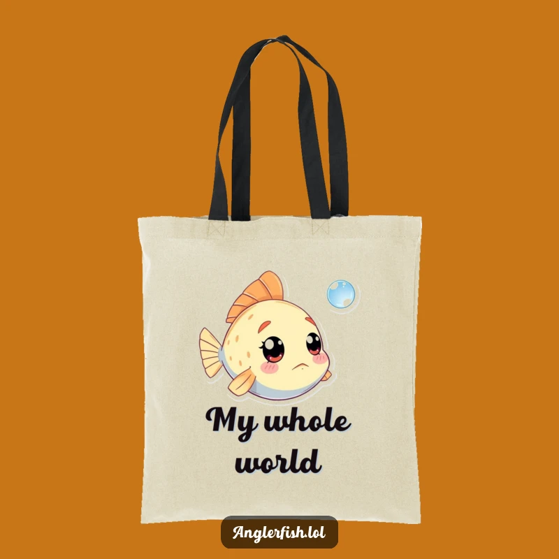 Funny Kawaii Anglerfish Tote Bag: Amazed Deep-Sea Wonder, Practical Funny Gift