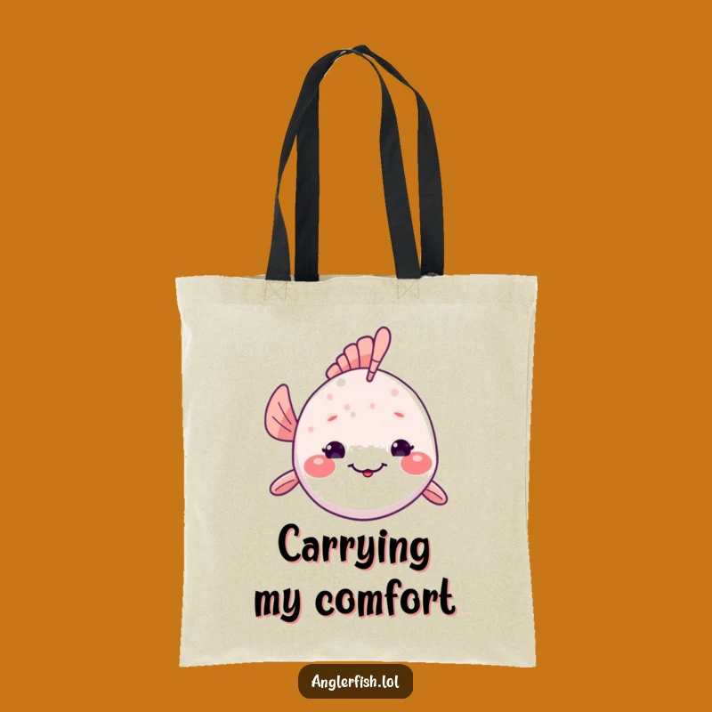 Funny Kawaii Anglerfish Tote Bag: Shy Deep-Sea Greeting, Practical Funny Gift
