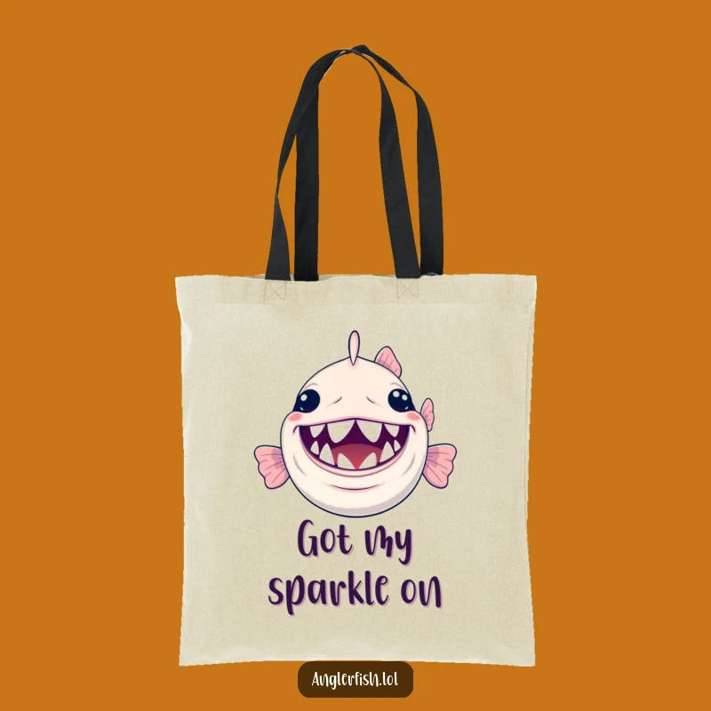 Funny Anglerfish Grin Tote Bag: Tiny Teeth Accessory Gift