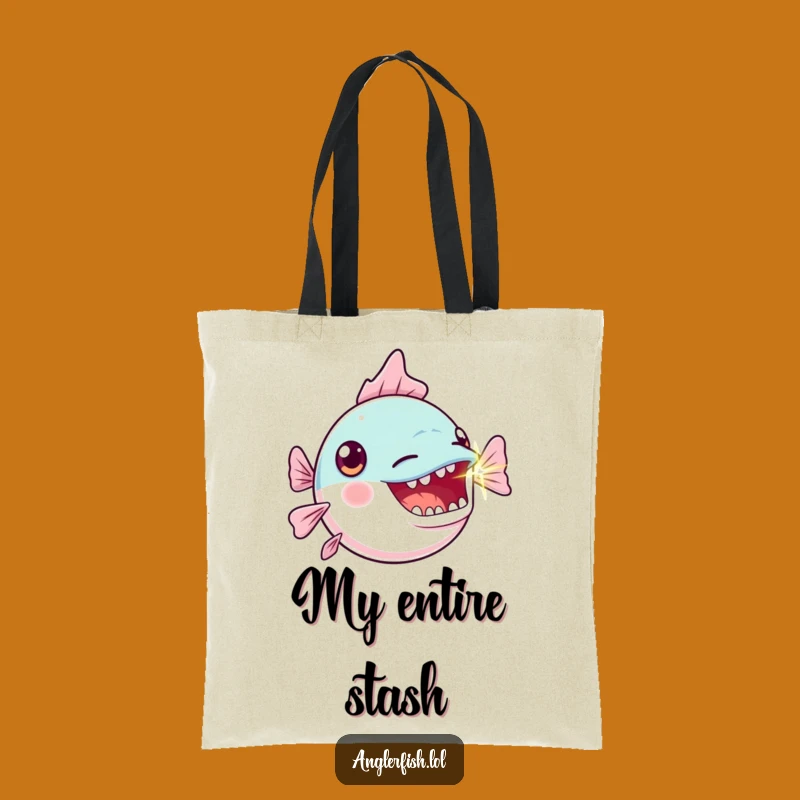 Funny Kawaii Anglerfish Tote Bag: Bright Gasp Moment, Practical Funny Gift
