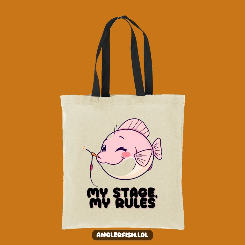 Funny Kawaii Anglerfish Tote Bag: Cheeky Wink, Lure Spotlight, Practical Funny Gift