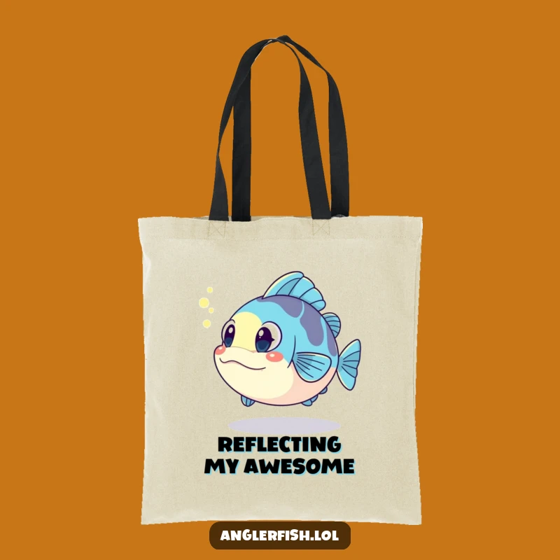 Funny Kawaii Anglerfish Tote Bag: Surprised by Reflection, Practical Funny Gift